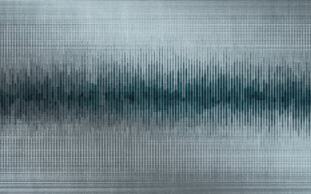 abstract blue background with some diagonal stripes and lines in it and some reflectionsの写真素材