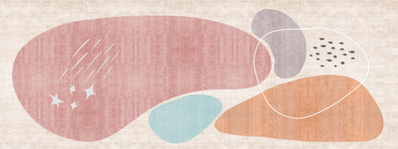 Cute hand drawn pastel collage background with abstract shapes. Vector illustration.