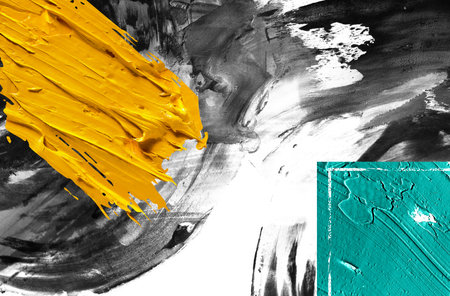 Abstract painted flag of Barbados on a white background. Close-up.の写真素材