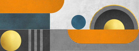 3d illustration. Abstract geometric background with circles and lines. Minimal style.の写真素材