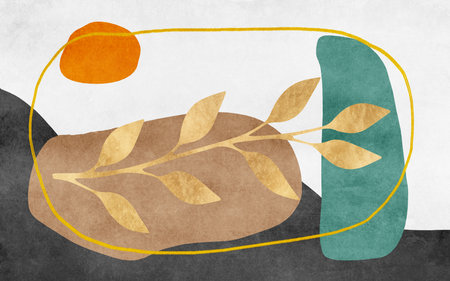 Abstract hand drawn watercolor background with geometric shapes. Vector illustration.の写真素材