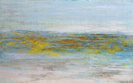 abstract oil painting on canvas with yellow and blue colors, backgroundの写真素材