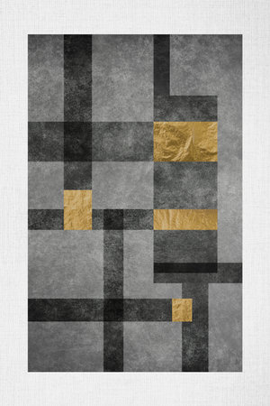 abstract background with geometric design on paper texture, black and goldの写真素材