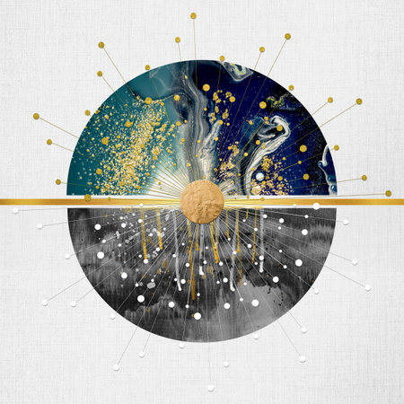 abstract background with space for text or image, blue and goldの写真素材