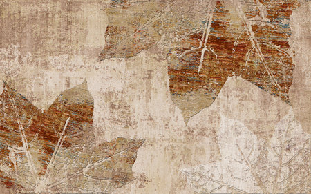autumn leaves on a rusty metal surface, can be used as backgroundの写真素材
