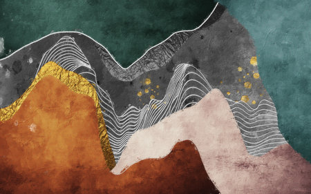 Mountain landscape in grunge style. Hand-drawn illustration.の写真素材