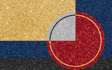 Armenia flag painted on glitter background, gold and silver.