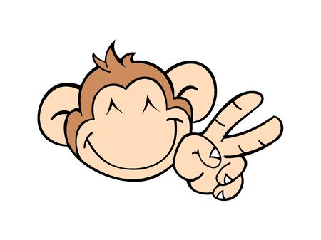 Cartoon monkey vector illustrator. Isolated in white background. concept art.のイラスト素材