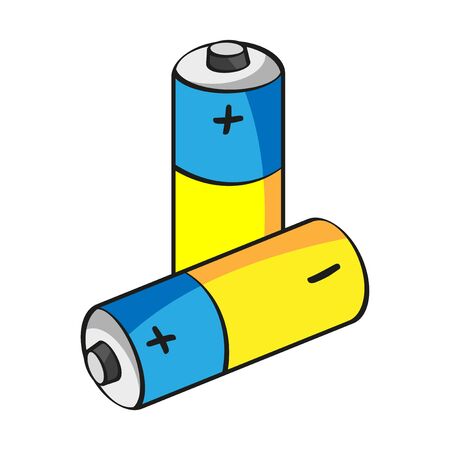 Two AA size batteries isolated on white backgraoundのイラスト素材