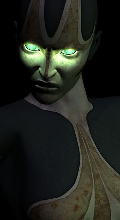 green eyes cyborgの写真素材