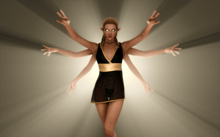 Quality 3d illustration of a 6 arm elf sorceress の写真素材