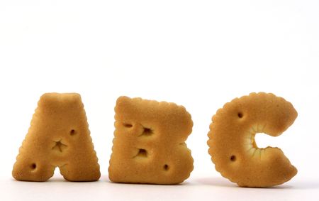 Alphabet shape biscuit from a nearby supermarket store.の写真素材