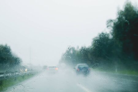 Driving with rainの写真素材