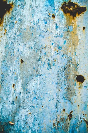 Old blue rusty wall backdrop