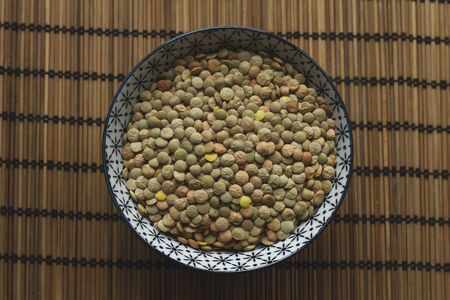 A bowl with raw lentilsの写真素材
