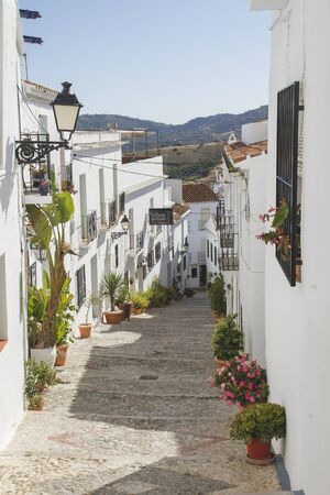Charming streets in Frigiliana, Andalicia, Spainの写真素材