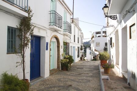 Charming streets in Frigiliana, Andalicia, Spainの写真素材