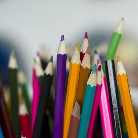 Set of color pencils close upの写真素材