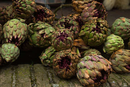 Bunch of raw artichokesの写真素材
