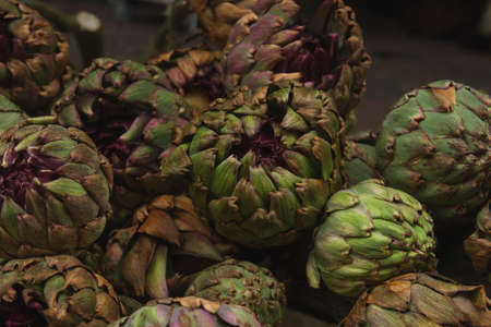 Bunch of raw artichokesの写真素材