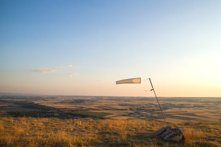 Windsock on a hill, stock photo