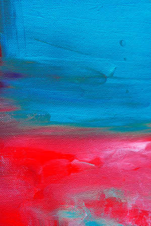Red and blue painted canvas background or textureの写真素材