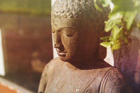 Gautama buddha decorative stone statueの写真素材