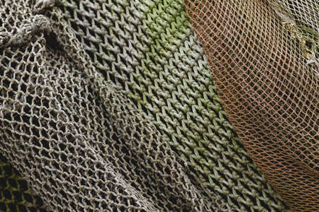 Old fishing nets close upの写真素材