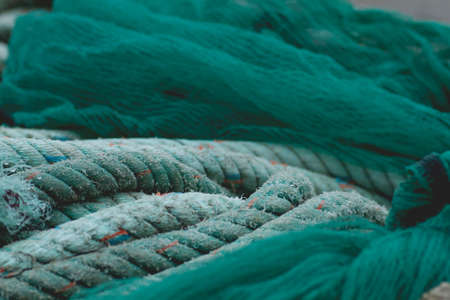 Fishing nets and ropes close upの写真素材