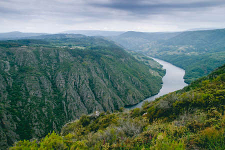 Sil river canyon in Galicia, Spainの写真素材