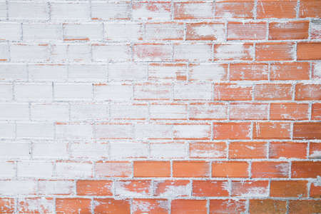 White painted brick wall backgroundの写真素材