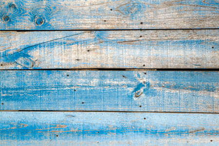 Old blue painted wooden planks wallの写真素材