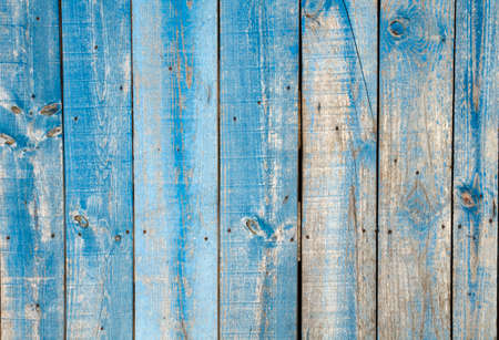 Old blue painted wooden planks wallの写真素材