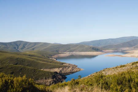 Das Portas water reservoir in Galicia, Spainの写真素材