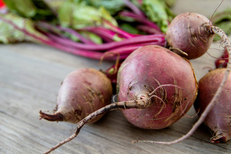 Red beetroots on the kichen table
