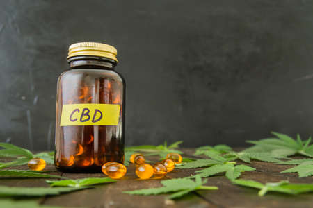 Medicinal CBD oil capsulesの写真素材