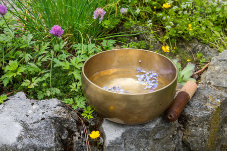 Tibetan bowl made of seven metalsの写真素材
