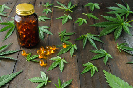 Medicinal CBD oil capsulesの写真素材