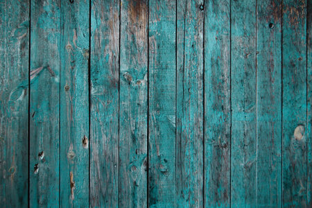 Old blue painted distresed wooden planks wall