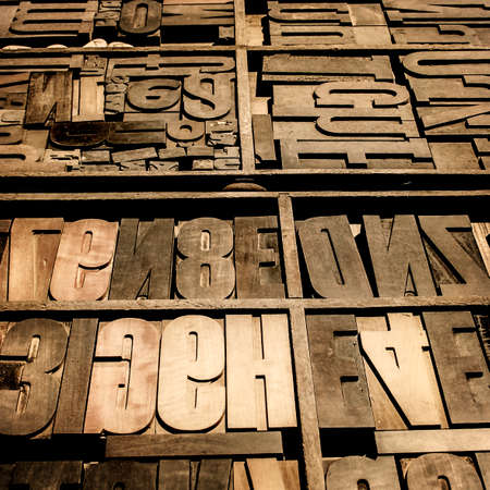 Old movable wooden typesの写真素材