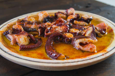 'Pulpo a feira' traditional octupus dish in Galicia, Spainの写真素材