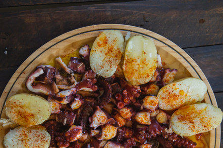 Traditional pulpo a feira octopus dish in Galicia, Spain