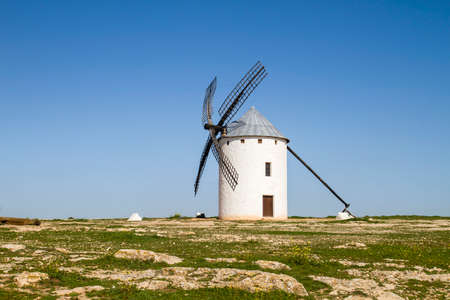 Traditional windmill in Campo de Criptana, La Mancha, Ciudad Real, Spainの写真素材