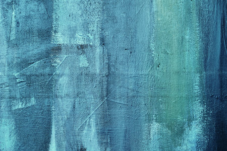 Blue abstract knife palette painting on canvas, grunge background or texture