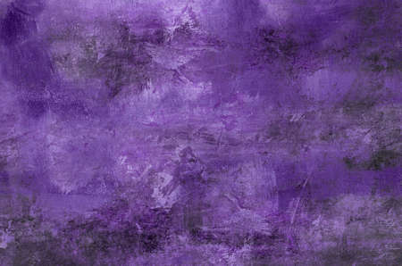Violet abstract painting on canvas grunge backdrop or textureの写真素材