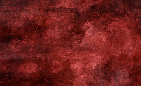 Red abstract painting on canvas grunge backdrop or textureの写真素材