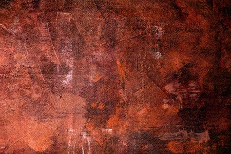 Red abstract knife palette painting on canvas, grunge background or texture