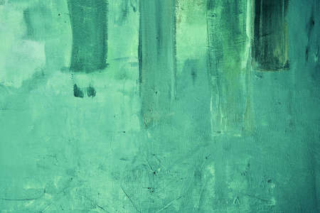 Green abstract knife palette painting on canvas, grunge background or textureの写真素材