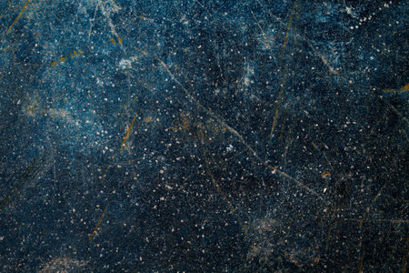 Old corroded blue metal sheet grunge background or textureの写真素材