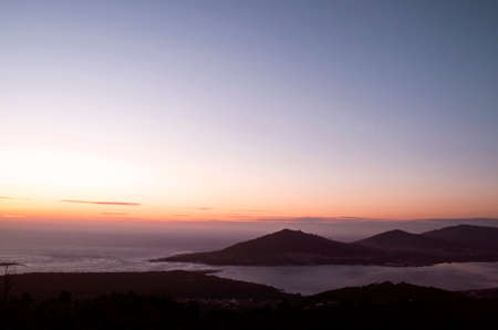 Minho river estuary views in the border between Spain an Portugalの写真素材